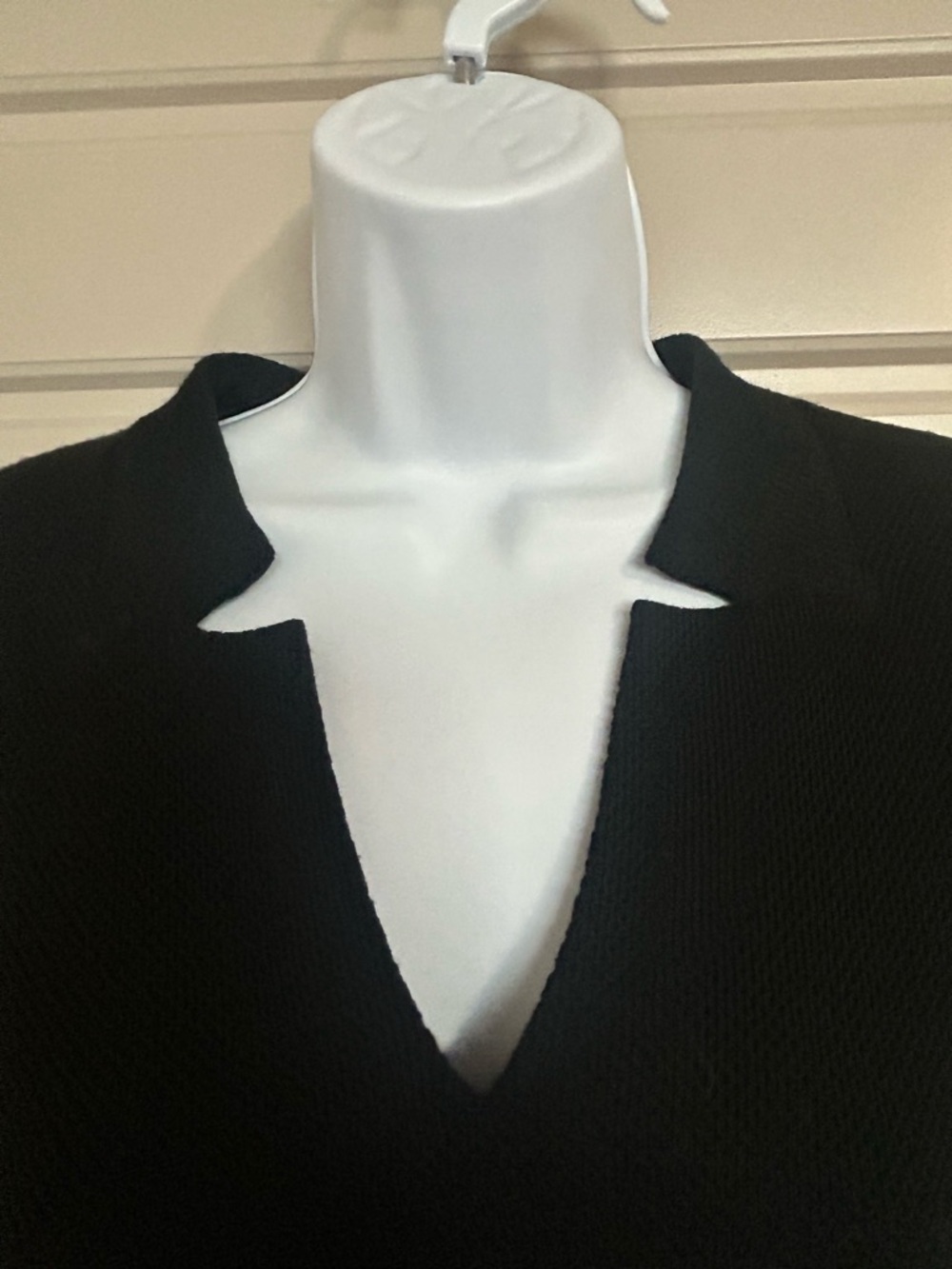 St. John Sleek Black Midi Dress with Notch V-Neck - Picture 4 of 4